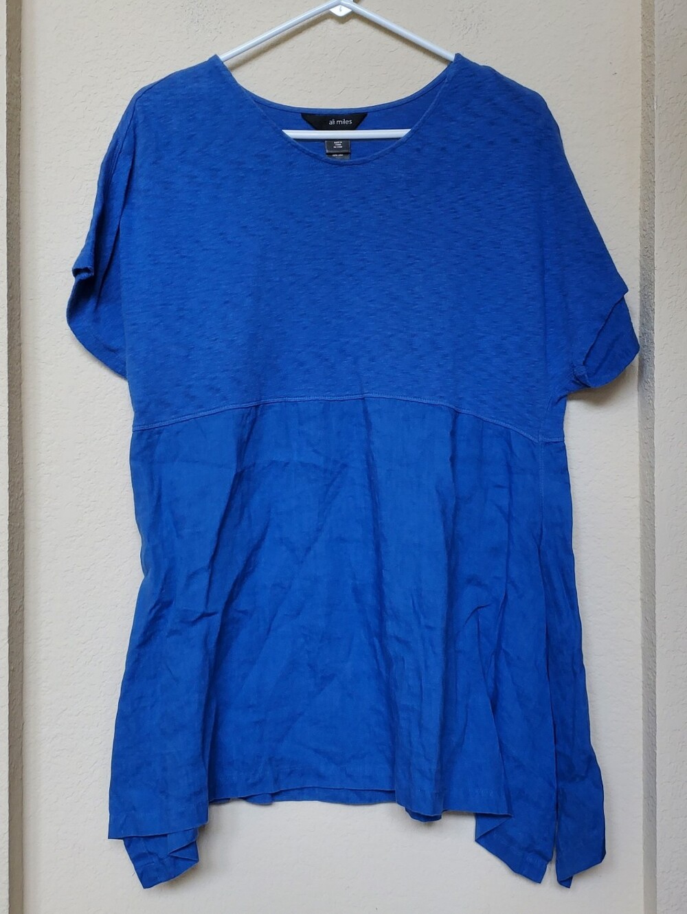 Ali Miles Royal Blue Short Sleeve Tunic Top